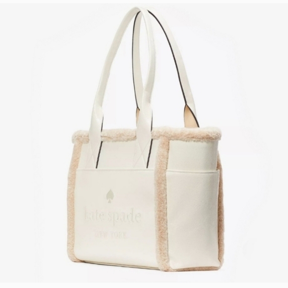 Kate Spade Faux Shearling Tote Large NWT - Picture 2 of 7
